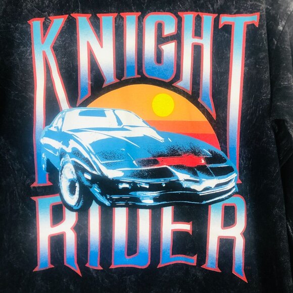 Universal Studios Knight Rider Kitt Graphic Tee Sz Medium LS Black Mineral Wash - Picture 2 of 8